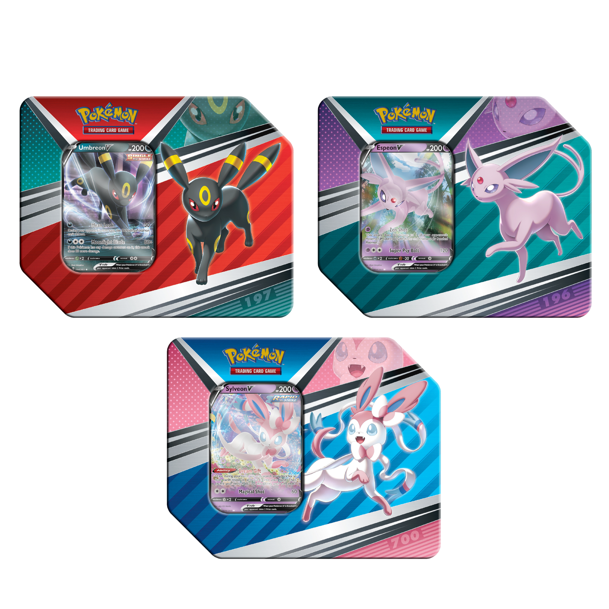 V Heroes Tins - Set of 3 (Umbreon, Sylveon, and Espeon)